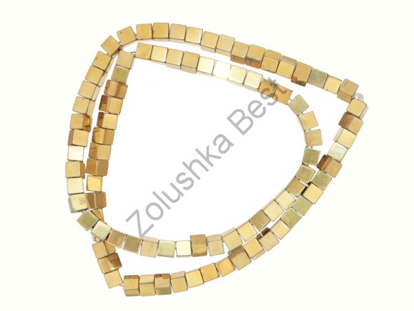 Бусины гематита золото 4 мм, квадратные, натур., 85 шт  в Смоленске