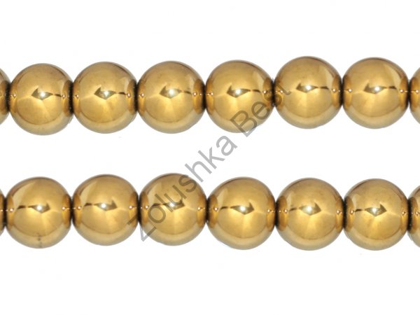 Бусины гематита золотого 12 мм, круглые, натур., 36 шт  в Смоленске