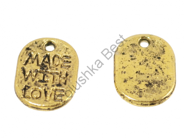 Подвеска "Made with love", 11×8×1 мм, золото, 20 шт в Смоленске